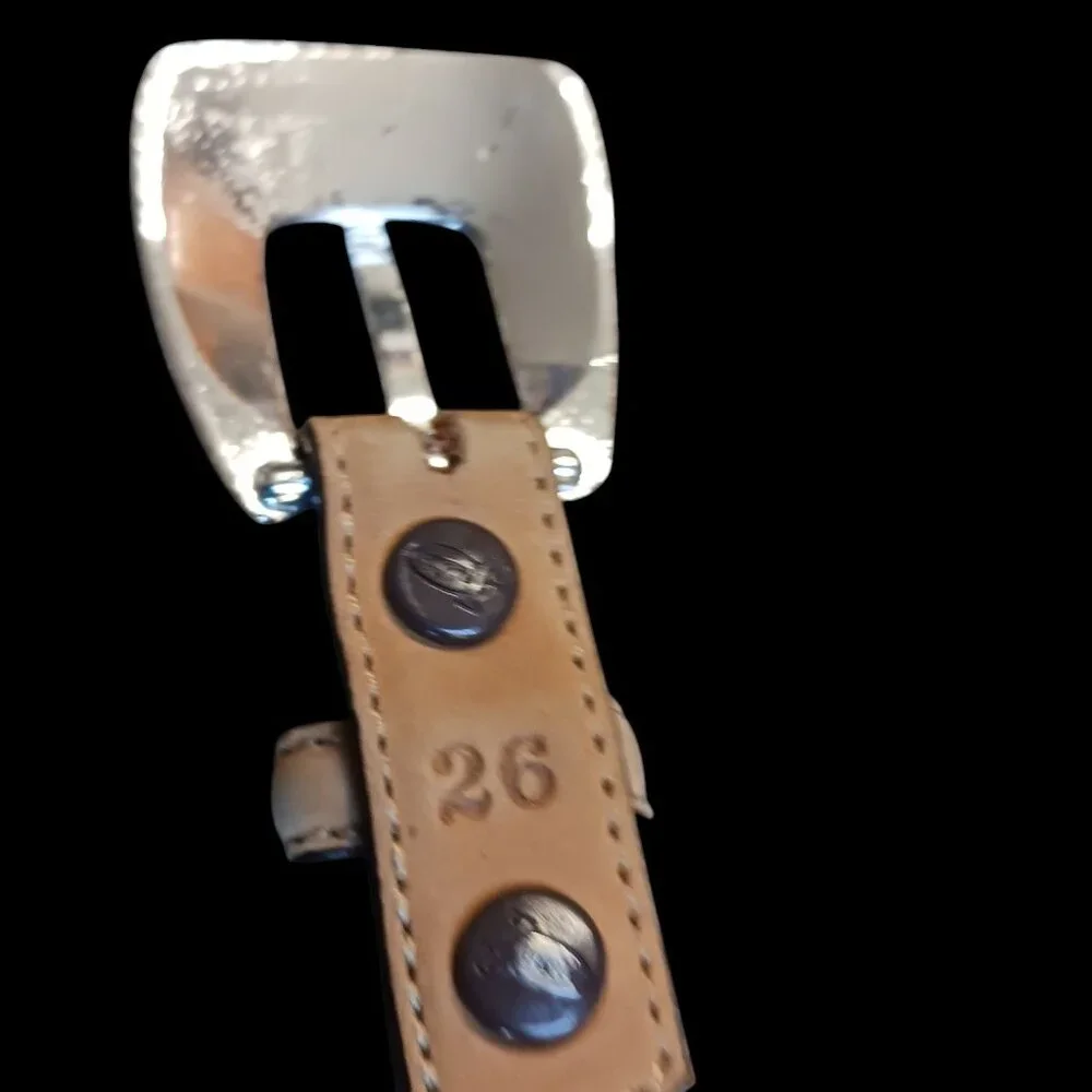 Justen Brown Leather and Tan Suede 26" Western Belt with Embellished Back - Picture 11 of 12